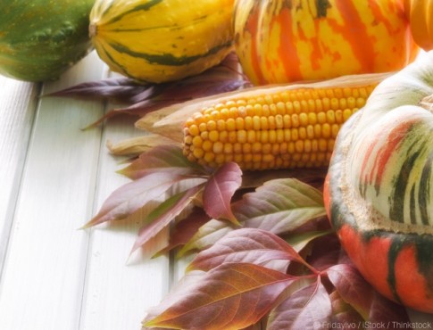 Pumpkins and Corn as Fall Season Decorations