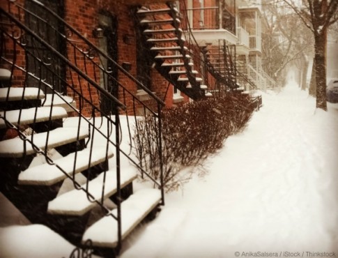 Snow on Apartment Stairs