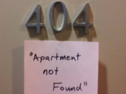 404 apartment sign