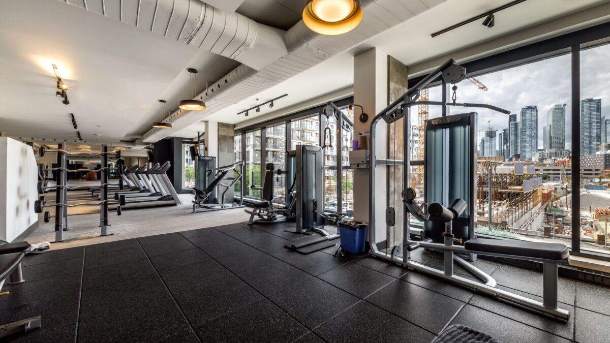 Apartment gym with equipment