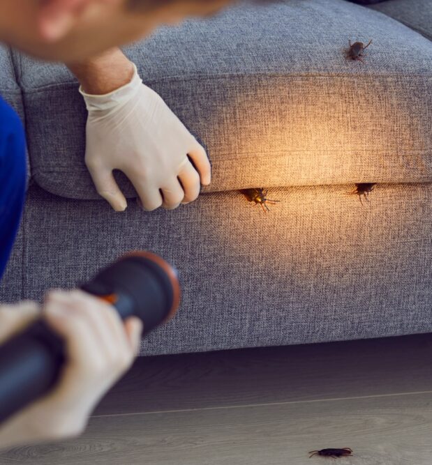 Cockroaches in apartment on couch with apartment pest control services in an apartment causing someone to wonder what types of bugs could be in an apartment